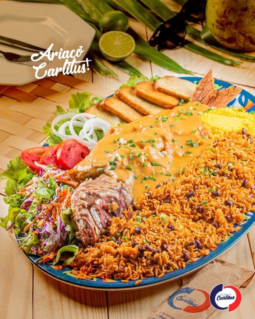 Prato Ariacó Carlitu’s do restaurante Barraca Carlitu’s em Luís Correia.